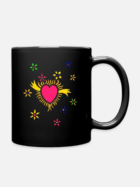 Rote Herz - Full Colour Mug - black