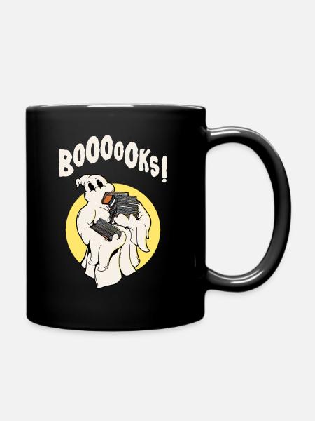 Funny Bookworm Ghost Halloween Costume Boooooks - Full Colour Mug - black