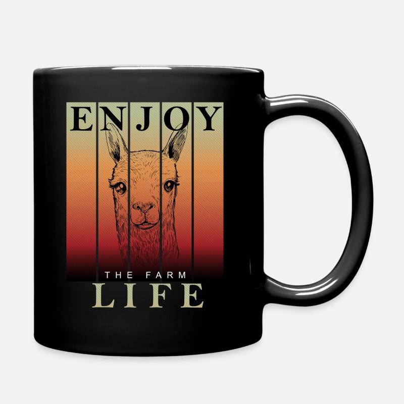 Alpaka Lama Enjoy the Farm Life - Tasse einfarbig - Schwarz