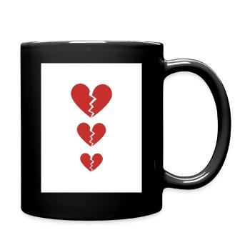 3 Gebrochene Herzen - Tasse einfarbig - Schwarz - Rechts
