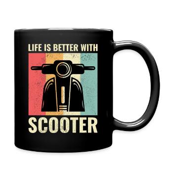 Roller Fahrer Roller Motorrad Vintage Retro - Tasse einfarbig - Schwarz - Rechts