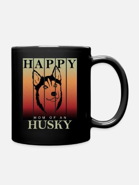 Husky Hund Hunde Mom - Tasse einfarbig - Schwarz