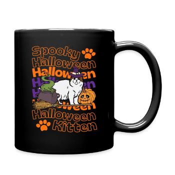 Schottische Faltohrkatze Spooky Halloween Cat - Tasse einfarbig - Schwarz - Rechts