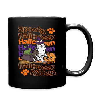 Norwegische Waldkatze Halloween Spooky Halloween - Tasse einfarbig - Schwarz - Rechts