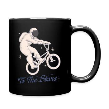 Astronauten-Radfahrer fahren mit dem Fahrrad zu den Sternen - Tasse einfarbig - Schwarz - Rechts