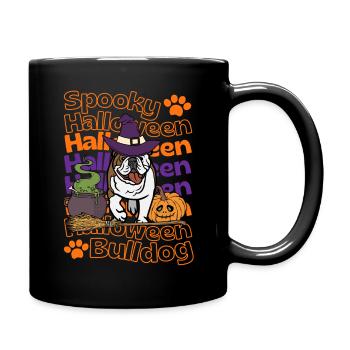 Bulldogge Halloween Hund Spooky Halloween Bulldog - Tasse einfarbig - Schwarz - Rechts