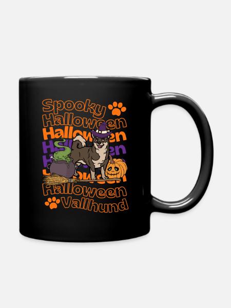 Swedish Vallhund Halloween Dog Spooky Vallhund - Full Colour Mug - black