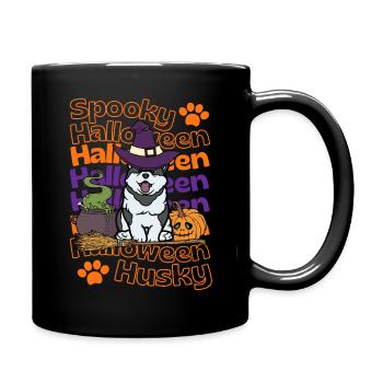 Husky Halloween Hund Spooky Halloween Husky - Tasse einfarbig - Schwarz - Rechts
