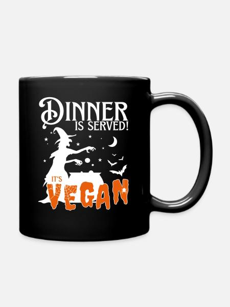 Veganes Hexen-Halloween-Party-Dinner wird serviert - Tasse einfarbig - Schwarz