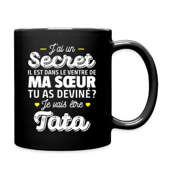 Secret / je vais être tata / future tata - Mug uni - noir - Droite