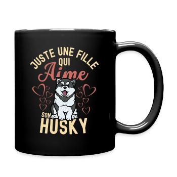 Amant husky mignon kawaii - Mug uni - noir - Droite