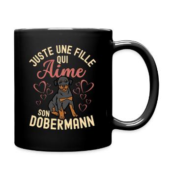 Mignon chien doberman kawaii - Mug uni - noir - Droite
