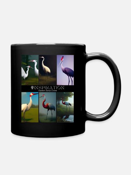 inspiration Eastern Sarus Crane - Full Colour Mug - black