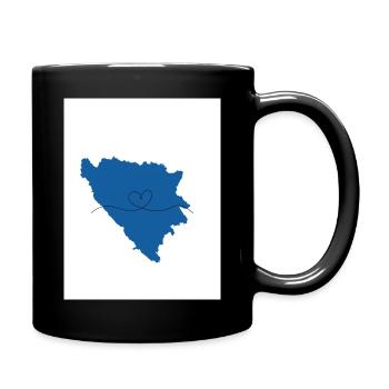 Bosnien mit Herz - Tasse einfarbig - Schwarz - Rechts