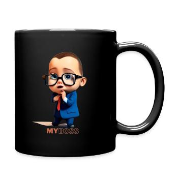my boss glass - Full Colour Mug - black - Right