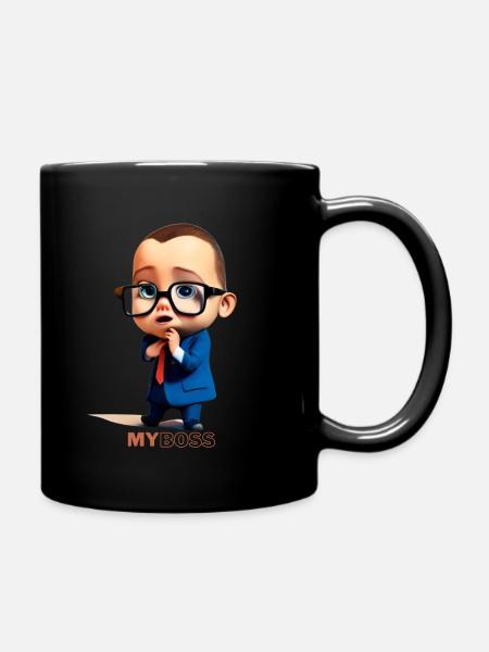 my boss glass - Full Colour Mug - black