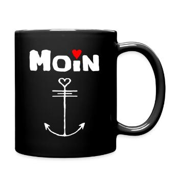 Moin Meer Herz Spruch geschenk geschenkidee - Tasse einfarbig - Schwarz - Rechts