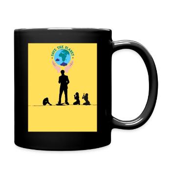 Rette die Erde und rette Frauen - Tasse einfarbig - Schwarz - Rechts