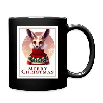Portrait of a cute Fennec fox in a Christmas - Full Colour Mug - black - Right