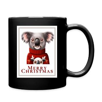 Portrait of a koala bear in a Christmas sweater. - Full Colour Mug - black - Right