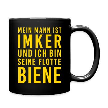 Mann Imker flotte Biene Spruch Frau - Tasse einfarbig - Schwarz - Rechts