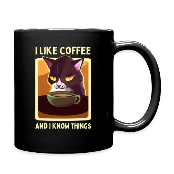 coffee cat funny saying tired cat coffee - Full Colour Mug - black - Right