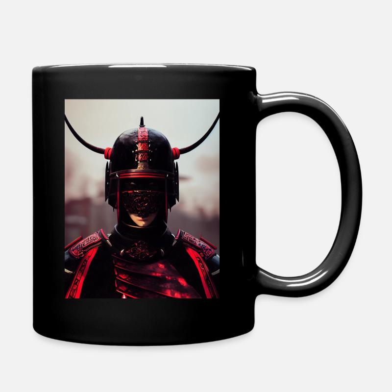 Samouraï rouge et noir par le scarabée de la mort - Mug uni - noir