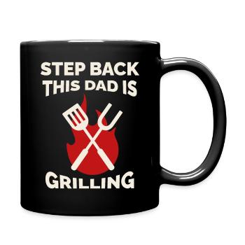 Vater Grillt - Tasse einfarbig - Schwarz - Rechts