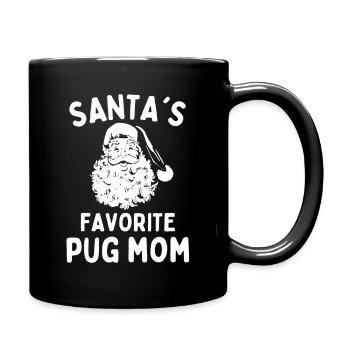 Weihnachten Mops mom Santa's Favorite Mops - Tasse einfarbig - Schwarz - Rechts