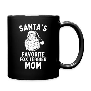 Christmas Fox Terrier mom Santa's Favorite dog - Full Colour Mug - black - Right