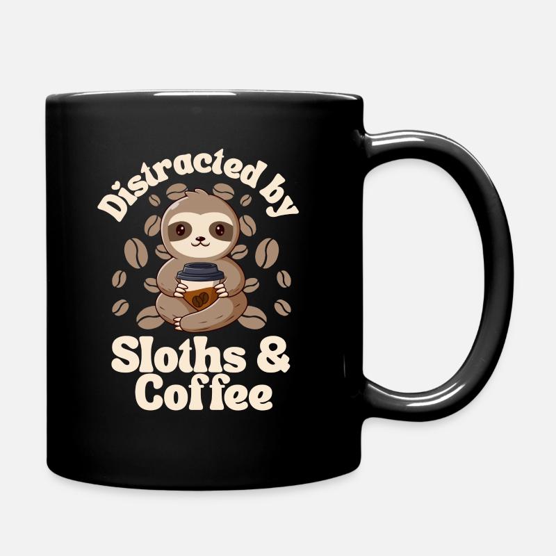 Faultier Kaffee Cafe Faultier braucht Kaffee - Tasse einfarbig - Schwarz
