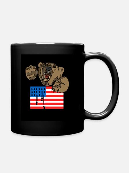 Bär und USA Flagge - Tasse einfarbig - Schwarz