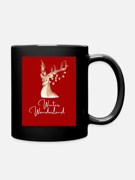 Reindeer and Winter Wonderland🦌 - Tasse einfarbig - Schwarz