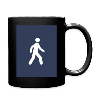 Walking traffic light pedestrian man design - Full Colour Mug - black - Right