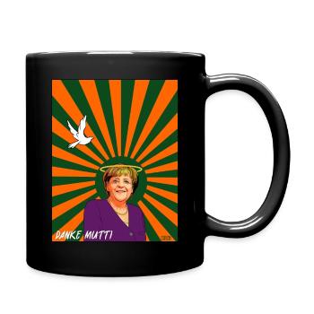 Danke Mutti orange grün - Tasse einfarbig - Schwarz - Rechts