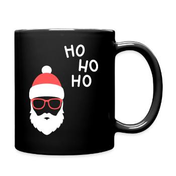 Weihnachtsmann Mütze Sonnenbrille Bart Santa - Tasse einfarbig - Schwarz - Rechts