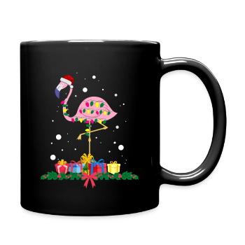 Flamant rose Noël. Cadeau de Noël - Mug uni - noir - Droite