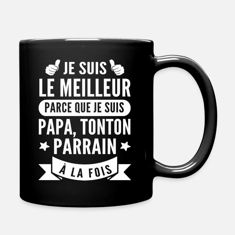 je suis papa tonton et parrain - Mug uni - noir