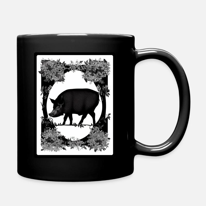Wildschwein in den Blumen - Tasse einfarbig - Schwarz