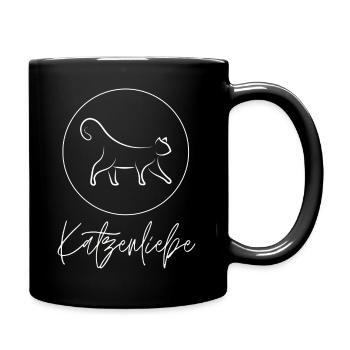 Katzenliebe - Katze, Liebe, - Tasse einfarbig - Schwarz - Rechts