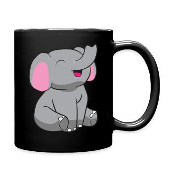 Elephant - Baby elephant - Full Colour Mug - black - Right