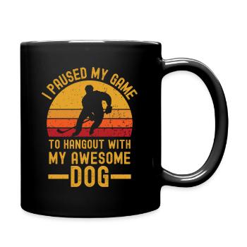 Hockey sur glace et chien rétro vintage - Mug uni - noir - Droite