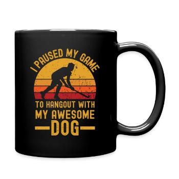 Hockey et chien rétro vintage - Mug uni - noir - Droite