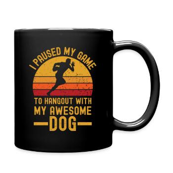 Rugby and dog retro vintage - Full Colour Mug - black - Right