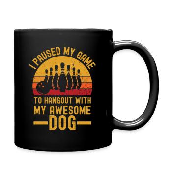 Bowling und Hund retro vintage - Tasse einfarbig - Schwarz - Rechts