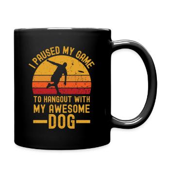 Frisbee et chien rétro vintage - Mug uni - noir - Droite