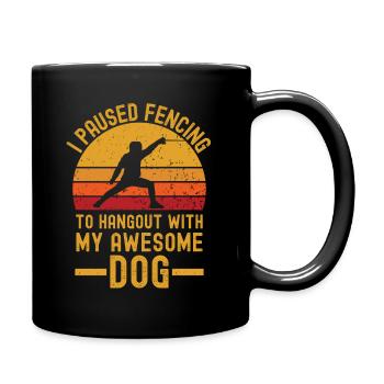 Fechten und Hund retro vintage - Tasse einfarbig - Schwarz - Rechts