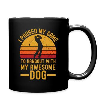 Golf et chien rétro vintage - Mug uni - noir - Droite
