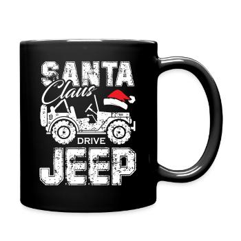 Santa Claus Drive Jeeps - Full Colour Mug - black - Right