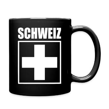 Schweiz - Tasse einfarbig - Schwarz - Rechts